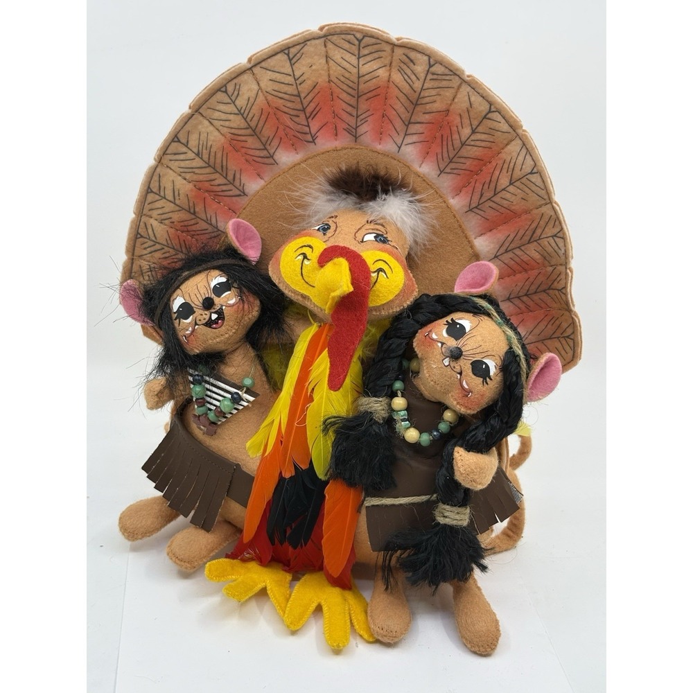 Annalee Thanksgiving 11" LET'S TALK TURKEY Native American Indian Mice 2007